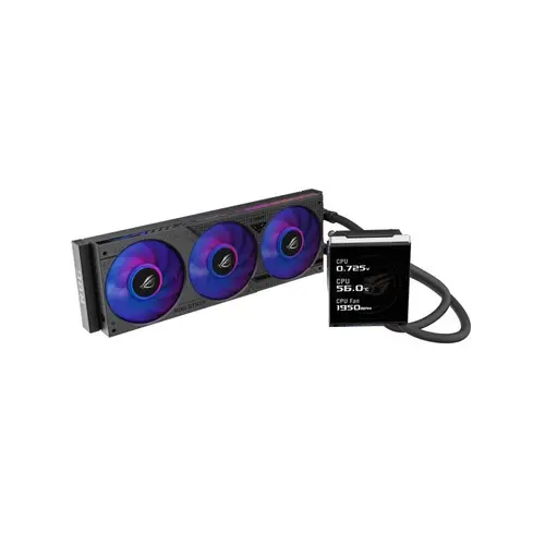 Cooler lichid CPU / AIO Asus ROG Strix LC IV 360 ARGB LCD, radiator 360 mm, 3 x 120 mm ventilatoare 800-2500 rpm, PWM, 35,78 dBA, Compatibil AM4/AM5/LGA1700/LGA1851, RGB (Negru)