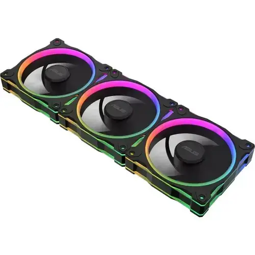 Ventilator PC Asus Prime MR120 ARGB, Set 3 bucati, 12cm, 0-1600rpm, Sleeve Bearing, 58 cfm (Negru)