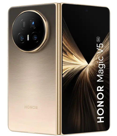 Telefon Mobil Honor Magic V5, Procesor Qualcomm SM8750-AB Snapdragon 8 Elite Octa-core, Foldable LTPO AMOLED 7.95inch, 16GB RAM, 512GB Flash, Camera Tripla 50 + 64 + 50 MP, Wi-Fi, 5G, Dual Sim, Android (Auriu)