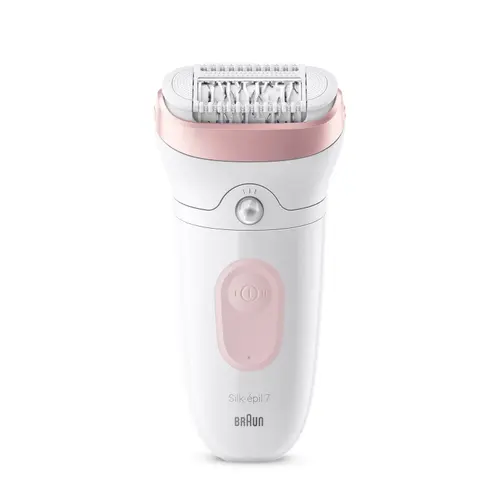 Epilator Braun Silk-epil 7 7-000, 40 pensete, MicroGrip, Lumina inteligenta, Wet&Dry (Alb/Roz)