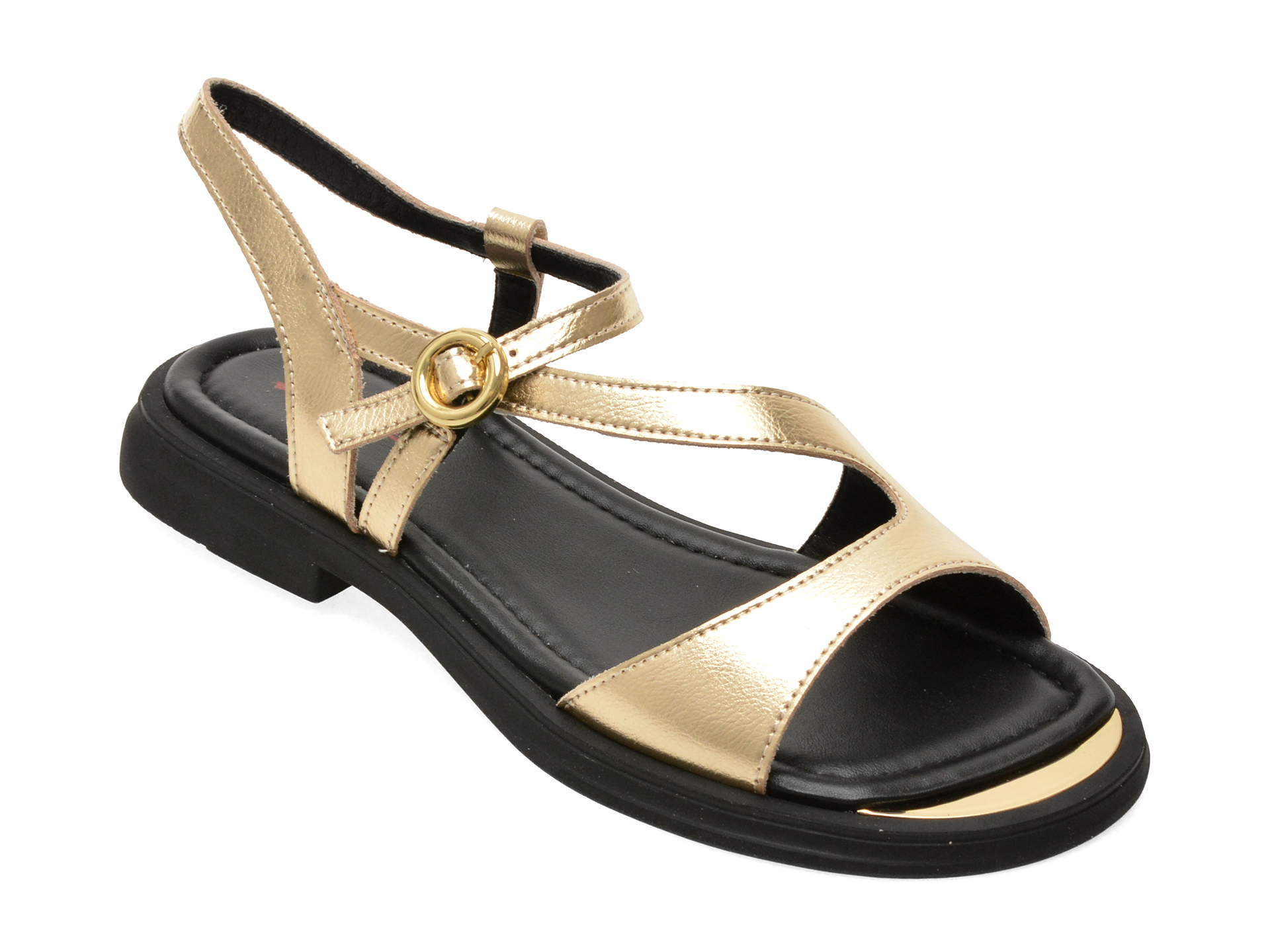 Sandale PASS COLLECTION aurii, WC60003, din piele naturala