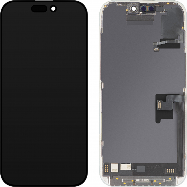 Display cu Touchscreen si Senzor Proximitate MP compatibil cu Apple iPhone 16 Pro, cu Rama, Versiune Soft OLED FHD Diagnostic, Negru