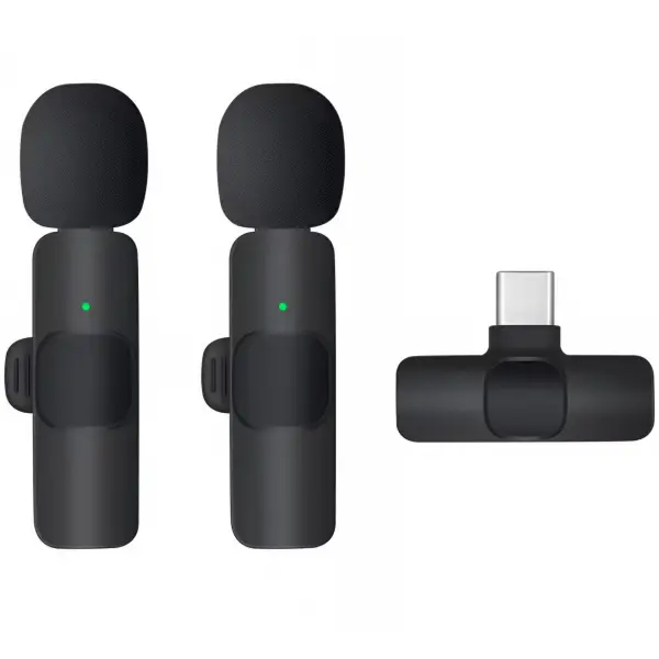 Lavaliera OEM K1, USB-C, Set 2 bucati, Neagra