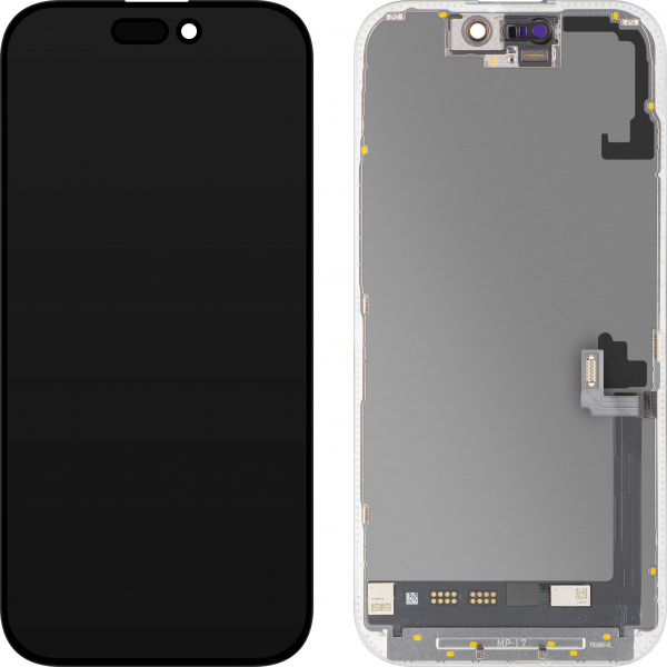 Display cu Touchscreen MP compatibil cu Apple iPhone 17, cu Rama, Versiune Soft OLED FHD Diagnostic, Negru
