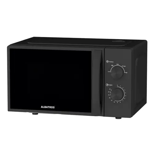 Cuptor cu microunde Albatros MWA-20MB4, 20 L, 700 W, 5 trepte, Temporizator, Iluminare interioara (Negru)