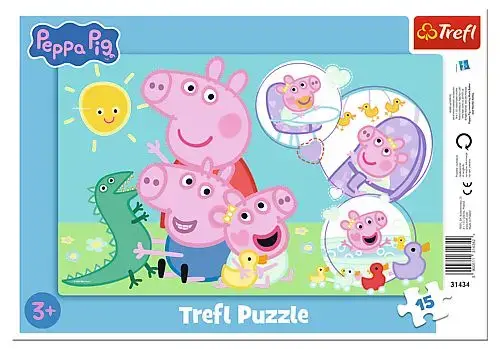 Puzzle in rama Trefl din 15 piese - Purcelusa draguta Peppa