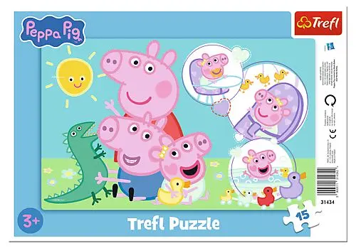 Puzzle in rama Trefl din 15 piese - Purcelusa draguta Peppa