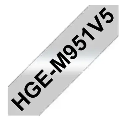 Banda Laminata Brother HGEM951V5, 24 mm, 5 buc. (Negru/Argintiu)