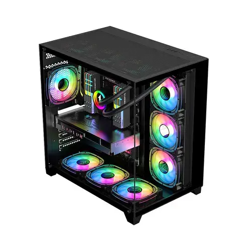 Carcasa Gaming 1STPLAYER Megaview MV8, Cube Tower, ARGB (Negru)