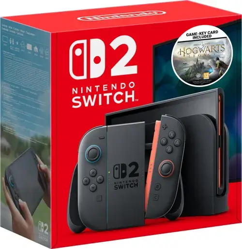 Consola Nintendo Switch 2, LCD HDR10 7.9inch, 256GB Flash, Wi-Fi, Bluetooth, Light Blue/Light Red JoyCon + Hogwarts Legacy (Negru)