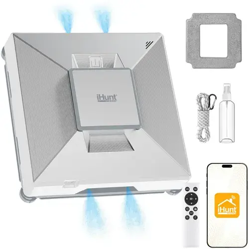 Robot curatare geamuri iHunt Window 7 Supreme 4X Spray, 72W, 2500 Pa, autonomie 40 de minute, rezervor apa60 ml, Alb