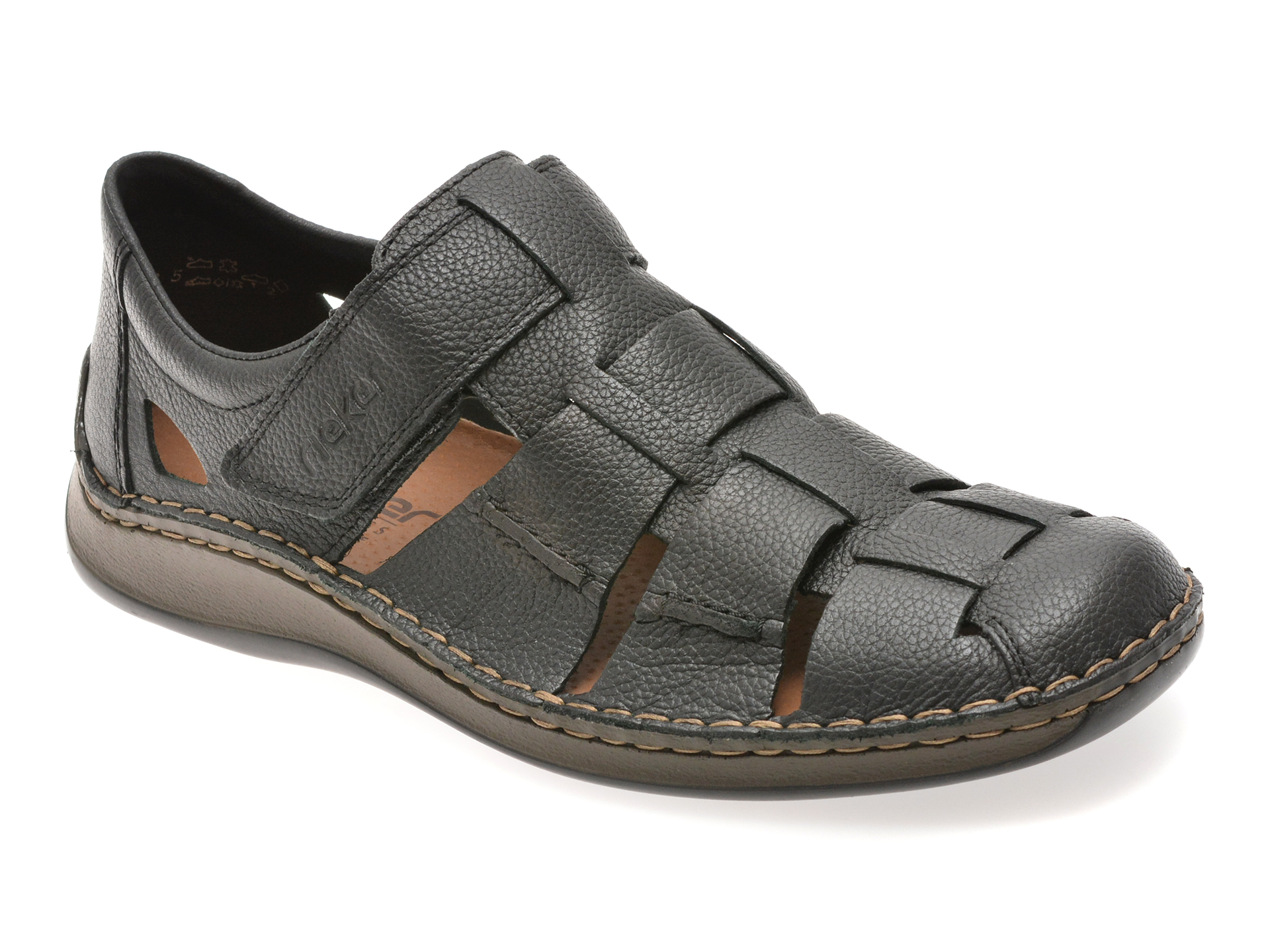 Sandale RIEKER negre, 5281, din piele naturala