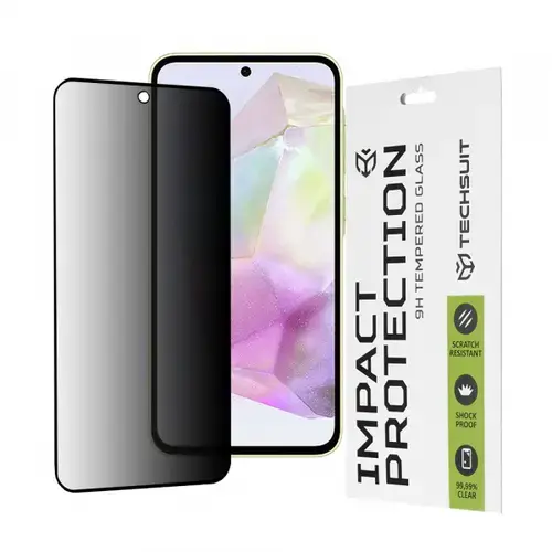 Folie de protectie Ecran Privacy Techsuit pentru Samsung Galaxy M56 M566 / M35 / A55 5G A556 / A35 5G A356, Sticla Securizata, Full Glue, 111D