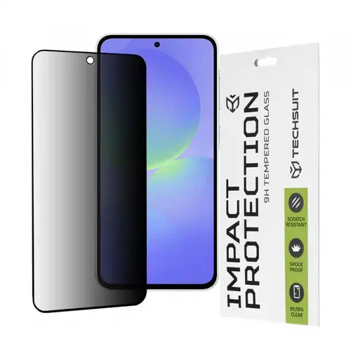 Folie de protectie Ecran Privacy Techsuit pentru Samsung Galaxy A56 A566 / A36 A366, Sticla Securizata, Full Glue, 111D
