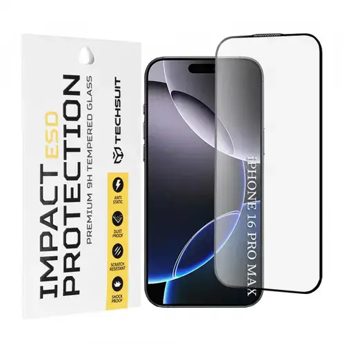 Folie de protectie Ecran Techsuit pentru Apple iPhone 16 Pro Max, Sticla Securizata, Full Glue