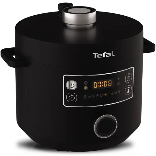 Oala sub presiune electrica Tefal Turbo Cuisine CY754830, 1090W, 4.8L, 10 programe, interfata intuitiva, bol de gatit Tefal Spherical Bowl, Negru