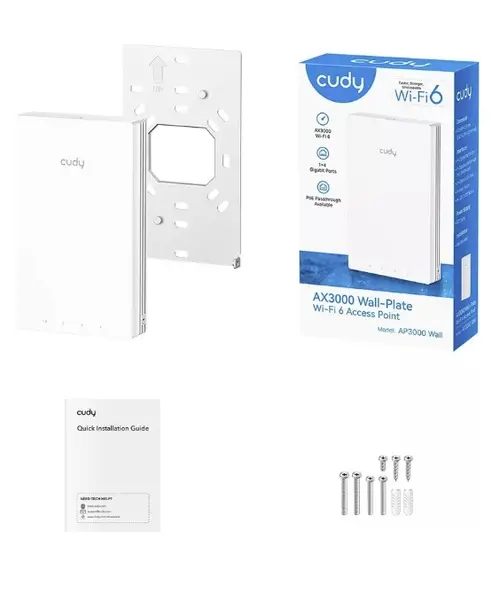 Access point Wireless CUDY AP3000 Wall, Gigabit, Dual-Band, WiFi 6 (Alb)