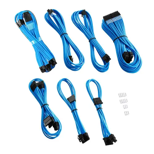Kit cabluri sursa CableMod C-Series PRO ModMesh 12VHPWR pentru Corsair RM, RMi, RMx (Black Label) (Albastru)
