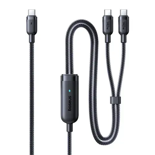 Cablu Baseus Flash 4 140W 2-in-1 Fast Charging USB-C, 1.5m, Negru
