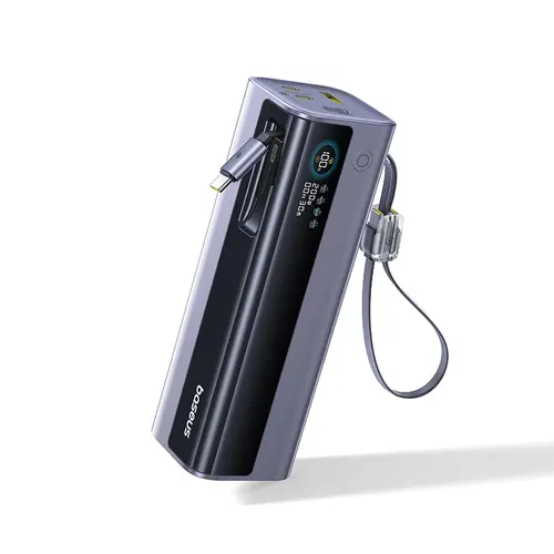 Baterie externa Baseus EnerGeek GR11 25.000 mAh, 200W, cablu USB-C dual retractabil, Gri