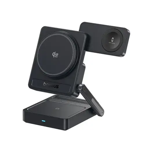 Incarcator wireless Baseus PicoGo AF21 3-in-1, Qi2.2, 35W, Negru