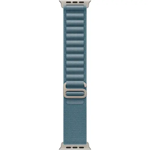 Curea Smartwatch Apple MFTJ4ZM/A pentru Watch 49mm, Light Blue Alpine Loop - Medium - Natural Titanium Finish (Albastru deschis)