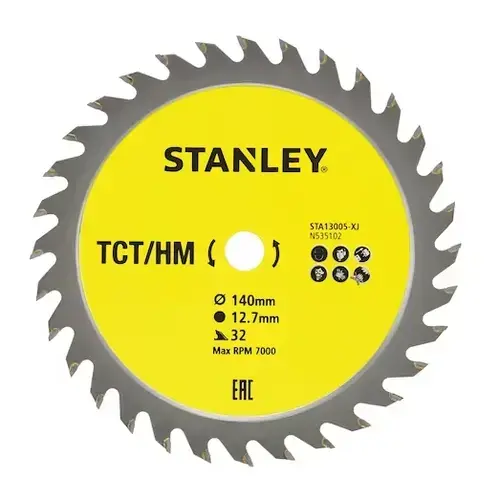 Disc fierastrau circular pentru lemn Stanley STA13005-XJ, 140 mm, 32 dinti (Galben)