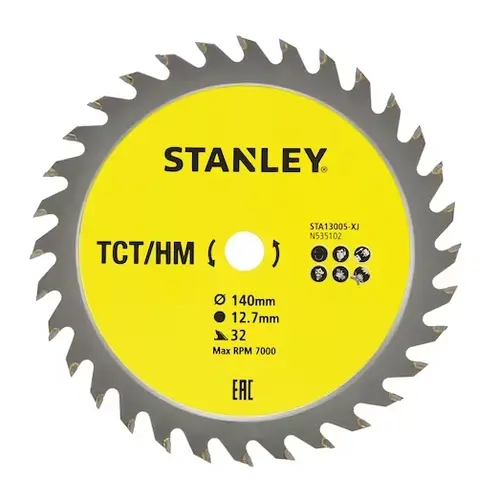 Disc fierastrau circular pentru lemn Stanley STA13005-XJ, 140 mm, 32 dinti (Galben)