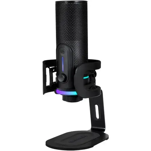 Microfon streamplify MIC PRO RGB, 3.5mm jack, USB-C, Stereo, Negru