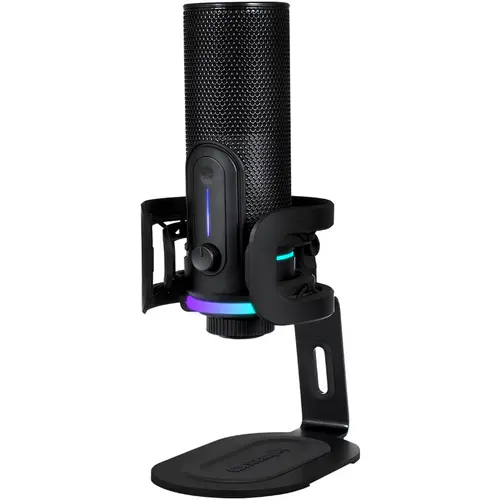 Microfon streamplify MIC PRO RGB, 3.5mm jack, USB-C, Stereo, Negru