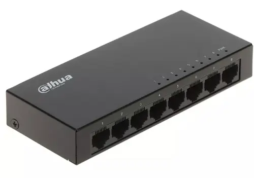 Switch cu 8 porturi Dahua Eco Series PFS3008-8GT-V2, 2K, 16 Gbps, fara management
