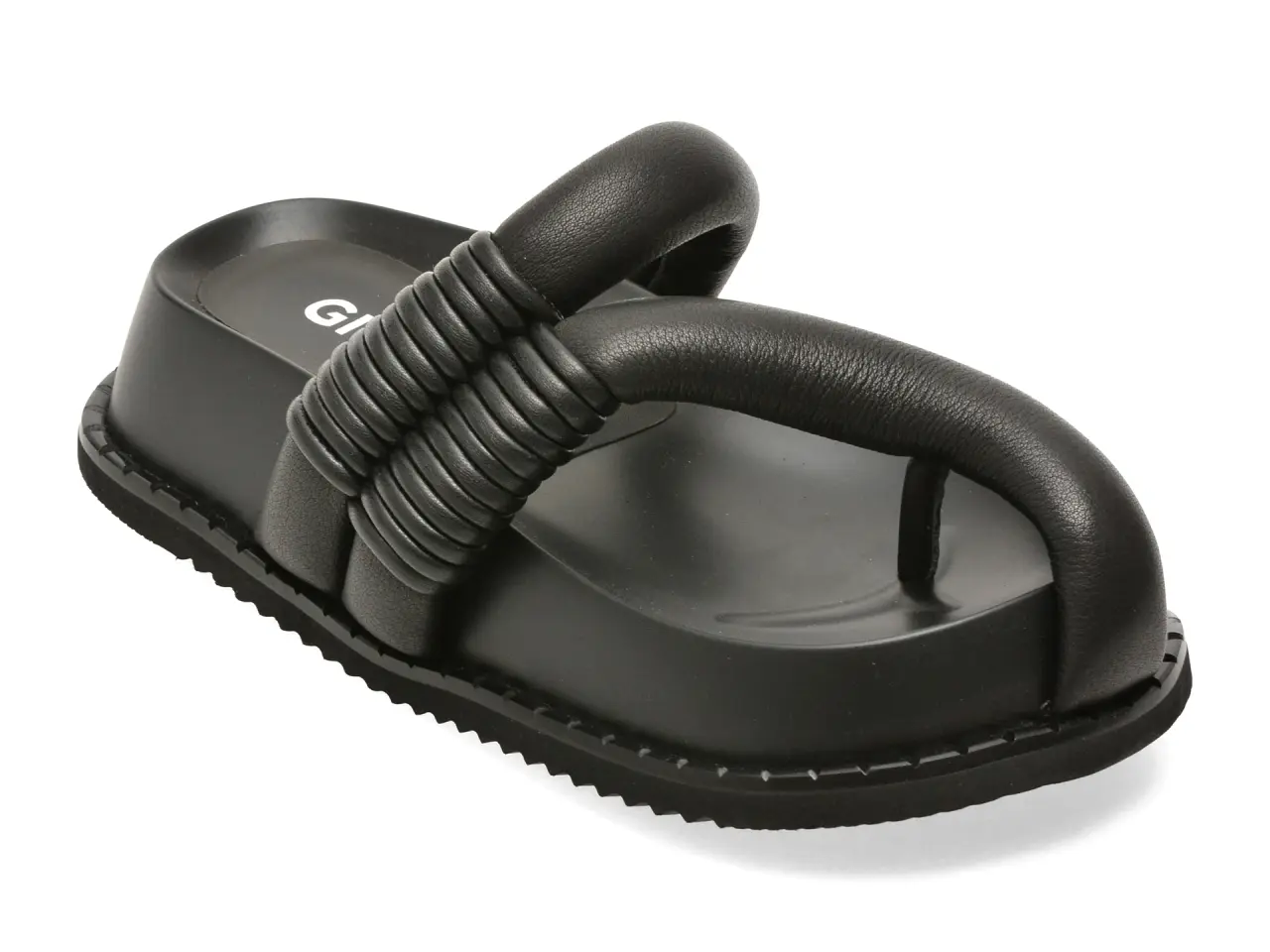 Papuci GRYXX negri, 67310, din piele naturala
