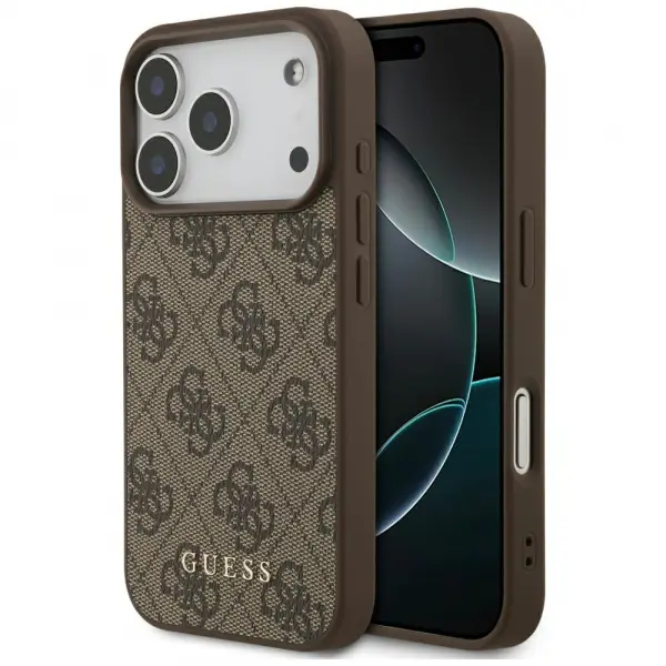 Husa pentru Apple iPhone 17 Pro, Guess, 4G Classic, Maro