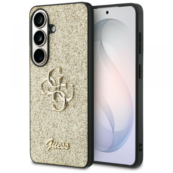Husa pentru Samsung Galaxy S26 S942, Guess, Fixed Glitter Big 4G Metal Frame, Aurie