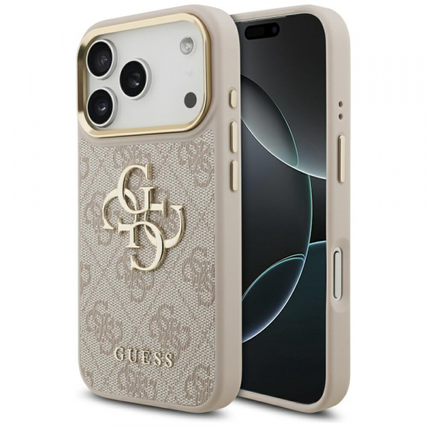 Husa pentru Apple iPhone 17 Pro, Guess, Big 4G Logo Classic, Roz Aurie