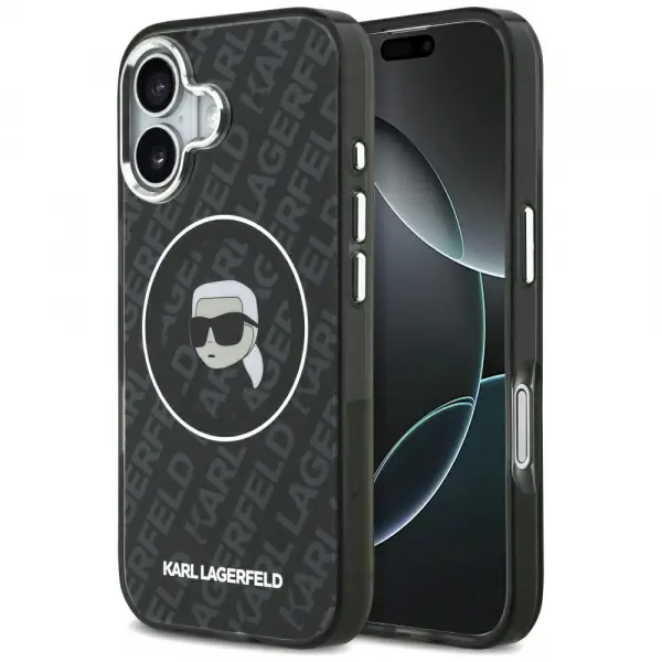 Husa MagSafe pentru Apple iPhone 17, Karl Lagerfeld, IML Karl`s Head, Neagra