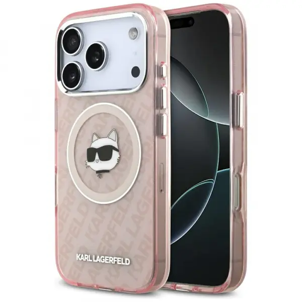 Husa MagSafe pentru Apple iPhone 17 Pro Max, Karl Lagerfeld, IML Choupette`s Head, Roz