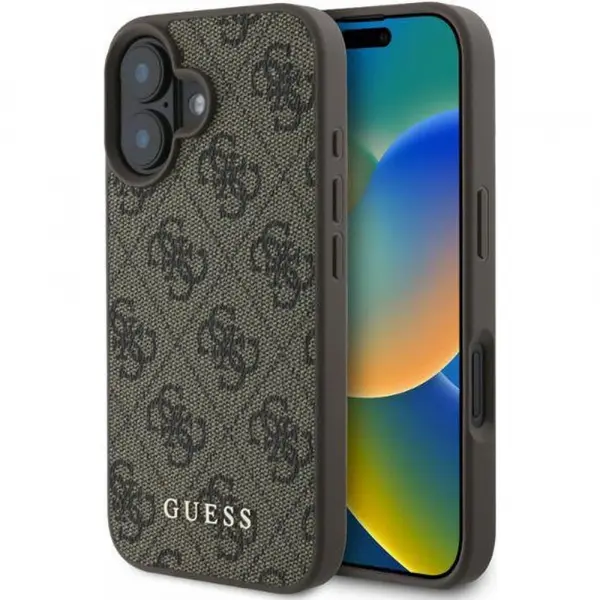 Husa pentru Apple iPhone 16, Guess, 4G Classic, Maro