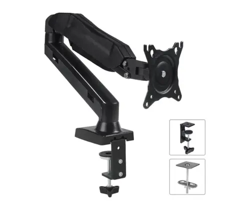 Suport de birou reglabil pentru monitor, dubla articulatie, 13 - 27 inch, Negru, Maclean, MC-860