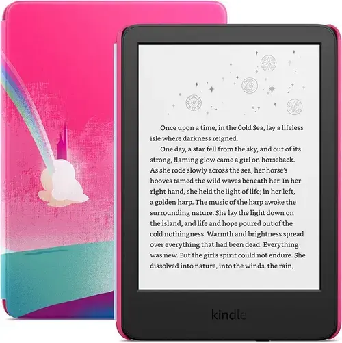 eBook Reader Amazon Kindle 11 2022, 6inch, 300ppi, 16GB, Bluetooth, Wi-Fi + husa Kids Unicorn Valley (Negru)