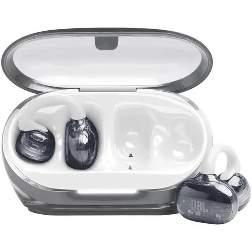 Casti Open-Ear JBL Soundgear Clips, True Wireless, Bluetooth, 4 microfoane, Multipoint, Autonomie 32 ore, IP54, Alb