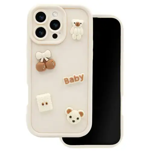 Husa pentru Apple iPhone 15, OEM, Ultra Trendy 3D Bear, Bej