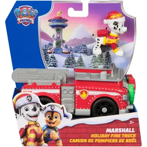 Set figurina si vehicul Paw Patrol - Marshall, cu accesorii de Craciun