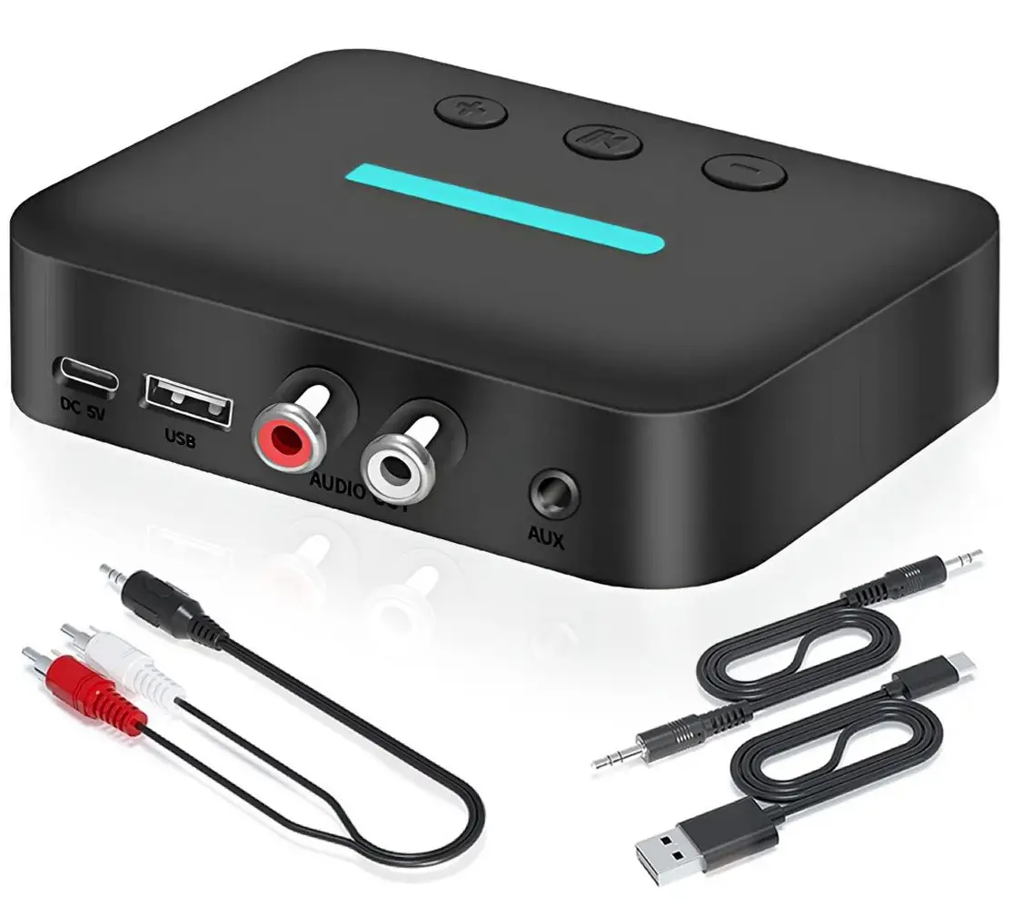 Receiver Audio Bluetooth Techstar T88, Bluetooth 5.3, AUX 3.5mm + RCA L/R, USB Play (U-Disk), USB-C 5V, Distanta 10m, Stereo HiFi