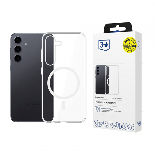 Husa MagSafe pentru Samsung Galaxy S24 S921, 3MK, Clear MagCase, Transparenta