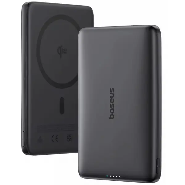 Baterie Externa Wireless Baseus PicoGo AM41, 10000mAh, 27W, PD + FQI, 1 x QI - 1 x USB-C, Neagra E0027201