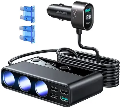 Incarcator Auto Joyroom JR-CL06, 154W, 3A, 4 x USB-A, 1 x USB-C (JYR058BLK) (Negru)