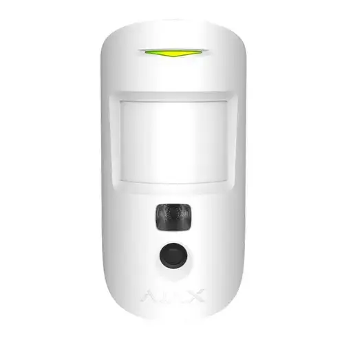 Detector de miscare PIR MotionCam Indoor AJAX, imunitate animale,  Protectie eficienta prin senzor miscare cu verificare foto.; Detectie miscare: max. 12 m, Unghi camera: 90°; Sensibilitate: ajustabila 3 nivele Unghi detectie: 88.5° orizontal