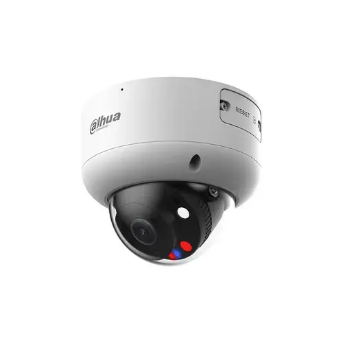Camera supraveghere exterior IP Dome cu iluminare duala Dahua WizSense TiOC Active Deterrence IPC-HDBW3849R1-ZAS-PV-27135, 8 MP, 2.7 mm - 13.5 mm, lumina alba 40 m, IR 50 m, microfon, slot card, PoE