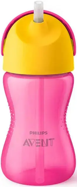 Cana cu pai Philips Avent SCF798/02, 300ml, 12 luni+ (Roz/Galben)